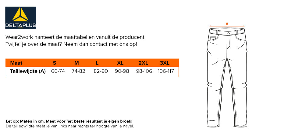 Thermobroek Koldypants Delta Plus - Maattabel