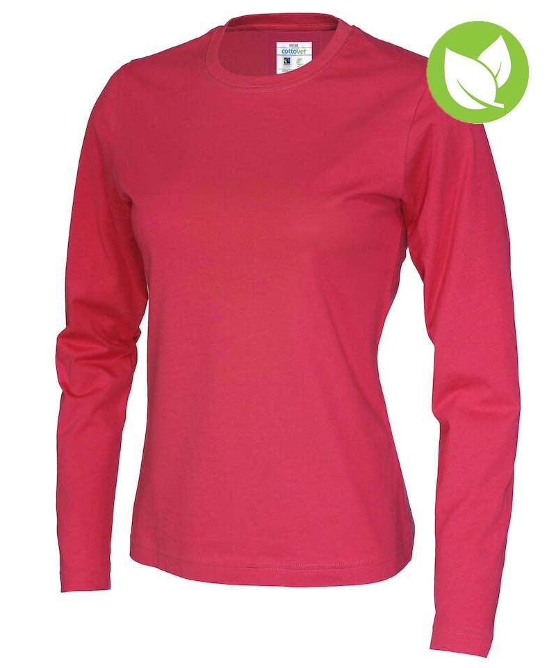 Cottover t-shirt met lange mouwen dames rood