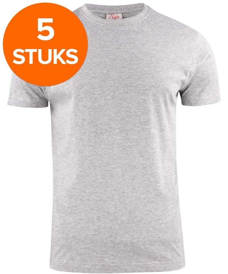 Printer Heavy T-shirt Ronde hals 5 pack