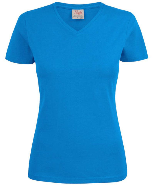 Dames t-shirt v-hals Printer oceaanblauw