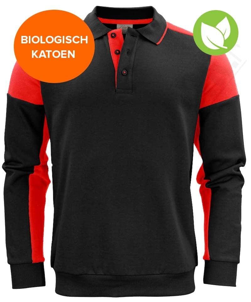 Polosweater Printer Prime zwart rood