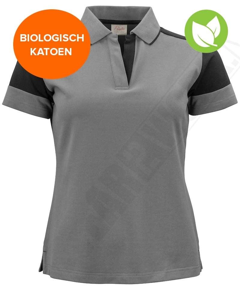 Poloshirt Dames Printer Prime grijs zwart