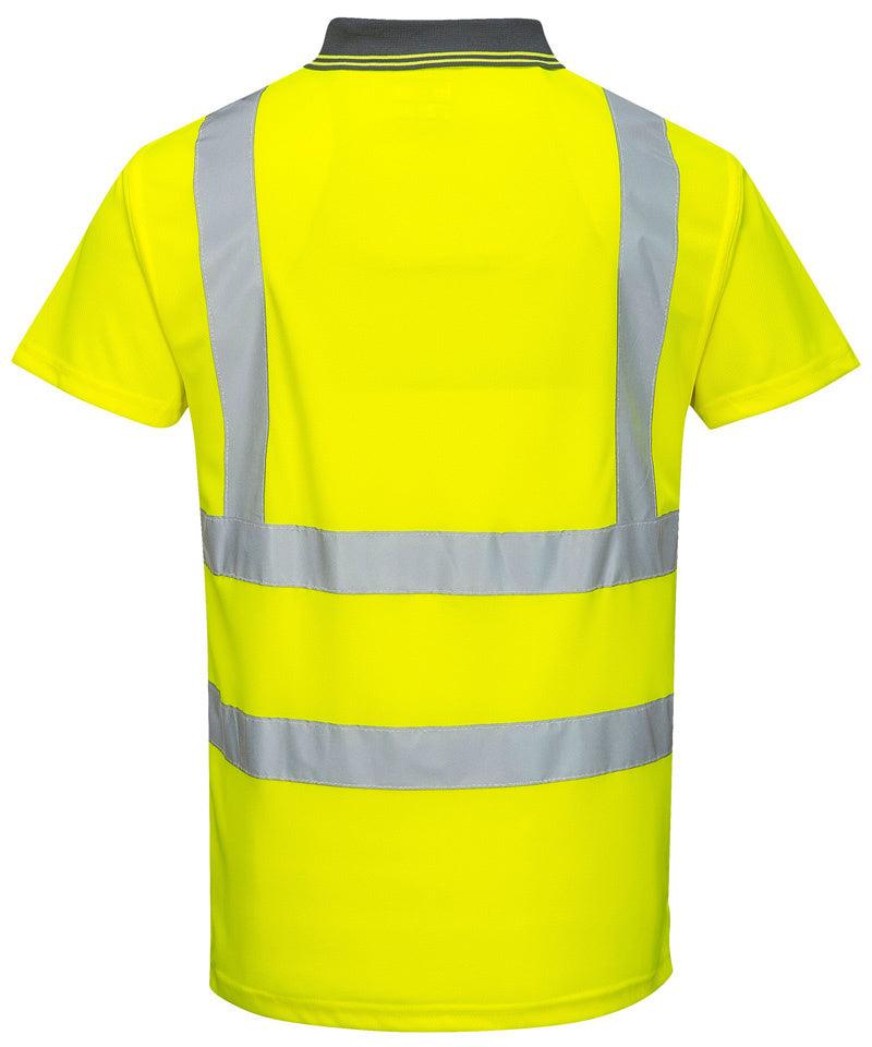 High visibility poloshirt geel achterkant