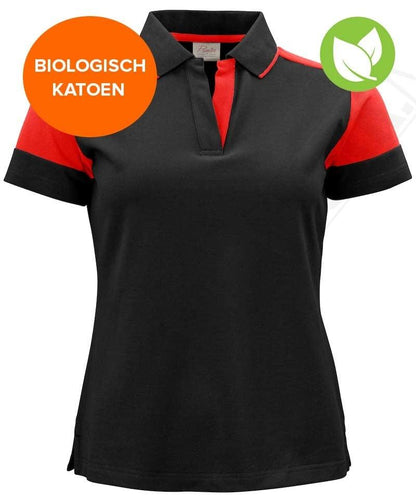 Poloshirt Dames Printer Prime zwart rood