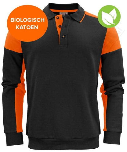 Polosweater Printer Prime zwart oranje