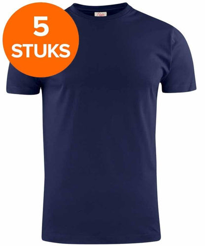 Printer Heavy T-shirt Ronde hals 5 pack