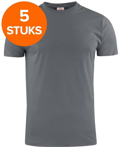 Printer Heavy T-shirt Ronde hals 5 pack