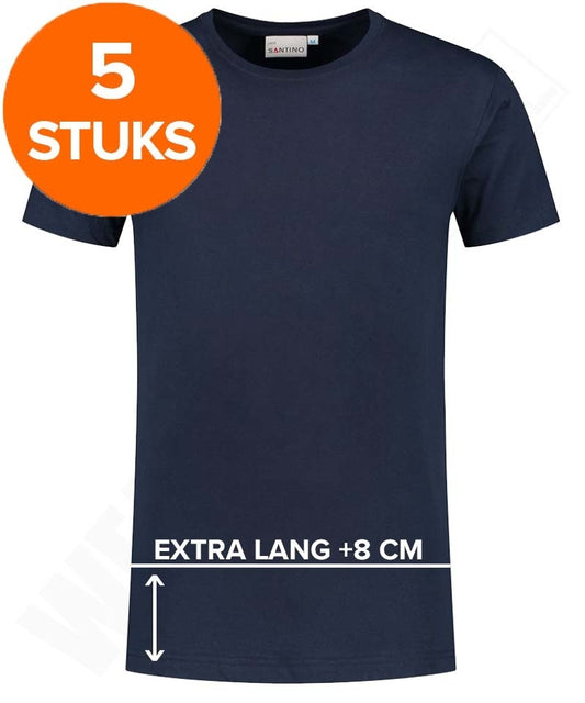 Santino T-shirt extra lang Jace plus navy 5-pack