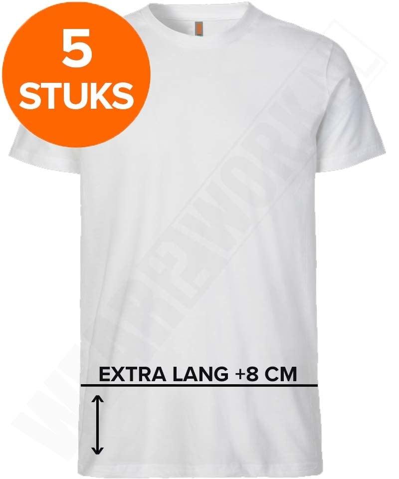 T-shirt extra lang W2wear wit 5-pack