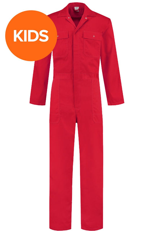 Kinderoverall polyester/katoen rood