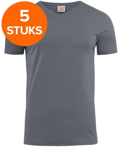 T-shirt pakket v-hals Printer 5 pack antraciet