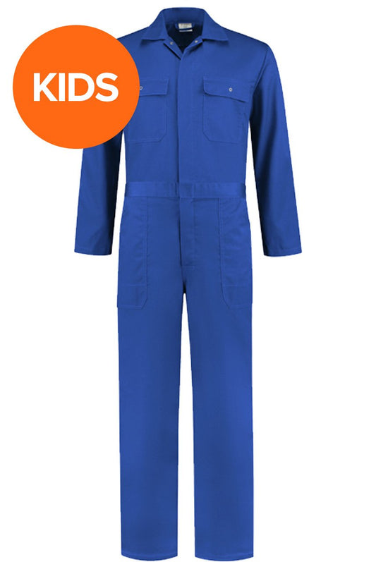 Kinderoverall polyester/katoen kobaltblauw