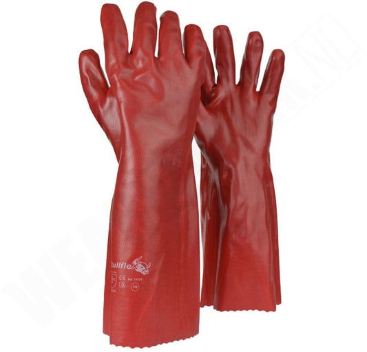 Werkhandschoenen PVC rood 40 cm 10373