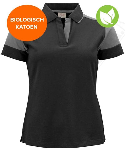 Poloshirt Dames Printer Prime zwart grijs