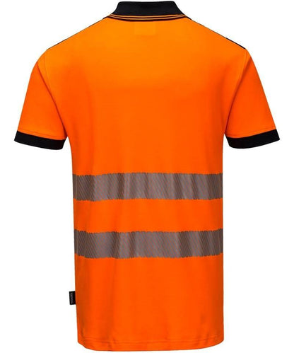 High-visibility poloshirt Vision oranje achterkant