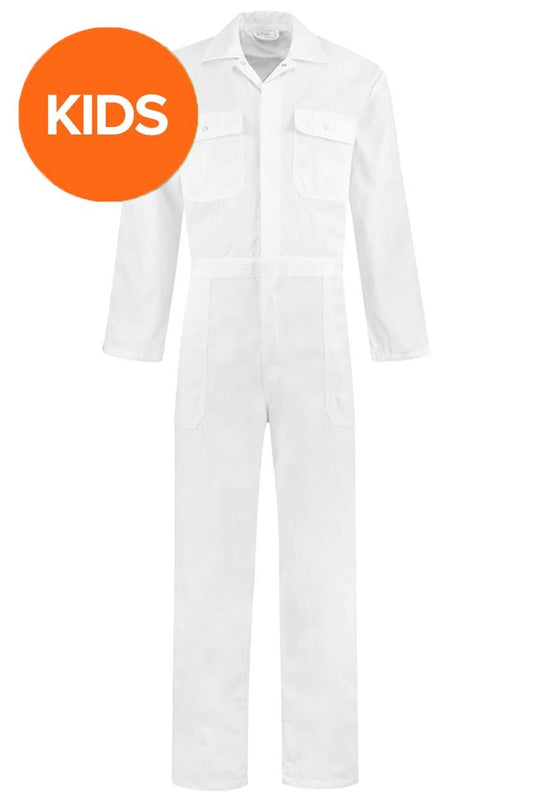 Kinderoverall polyester/katoen wit