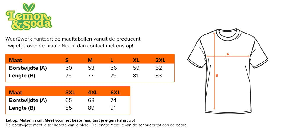 T-shirt Cooldry Lemon & Soda 4504 - Maattabel